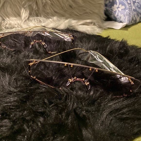 Soft Clear Pink and Gold Sunglasses - Picture 1 of 3